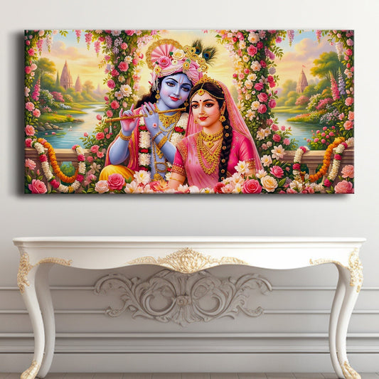 Radha Krishna Divine Harmony Canvas Wall Art for Home Décor
