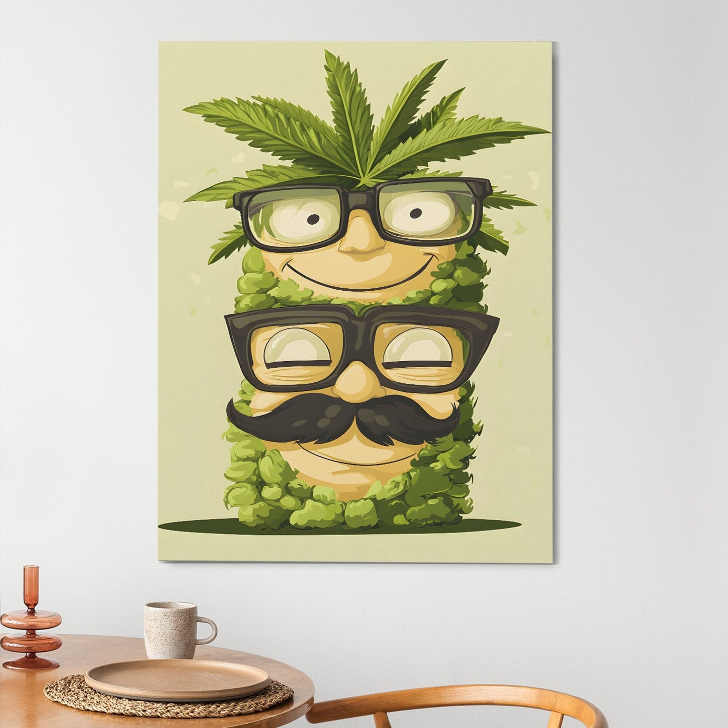 Glasses & Greenery Canvas Wall Art Painting for Modern Décor