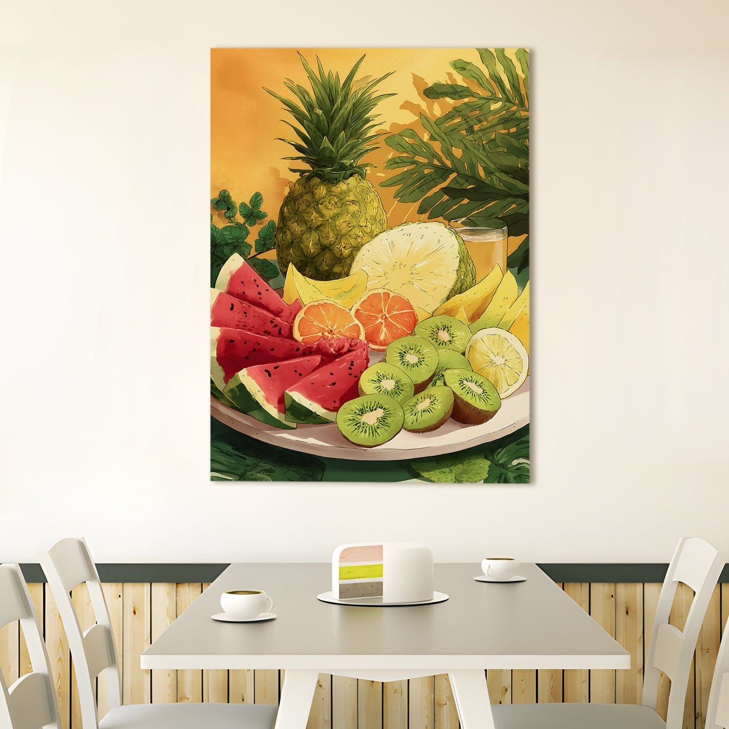 Tropical Fruit Platter Wall Art – Vibrant Kitchen Juice Bar Canvas