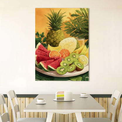 Tropical Fruit Platter Wall Art – Vibrant Kitchen Juice Bar Canvas