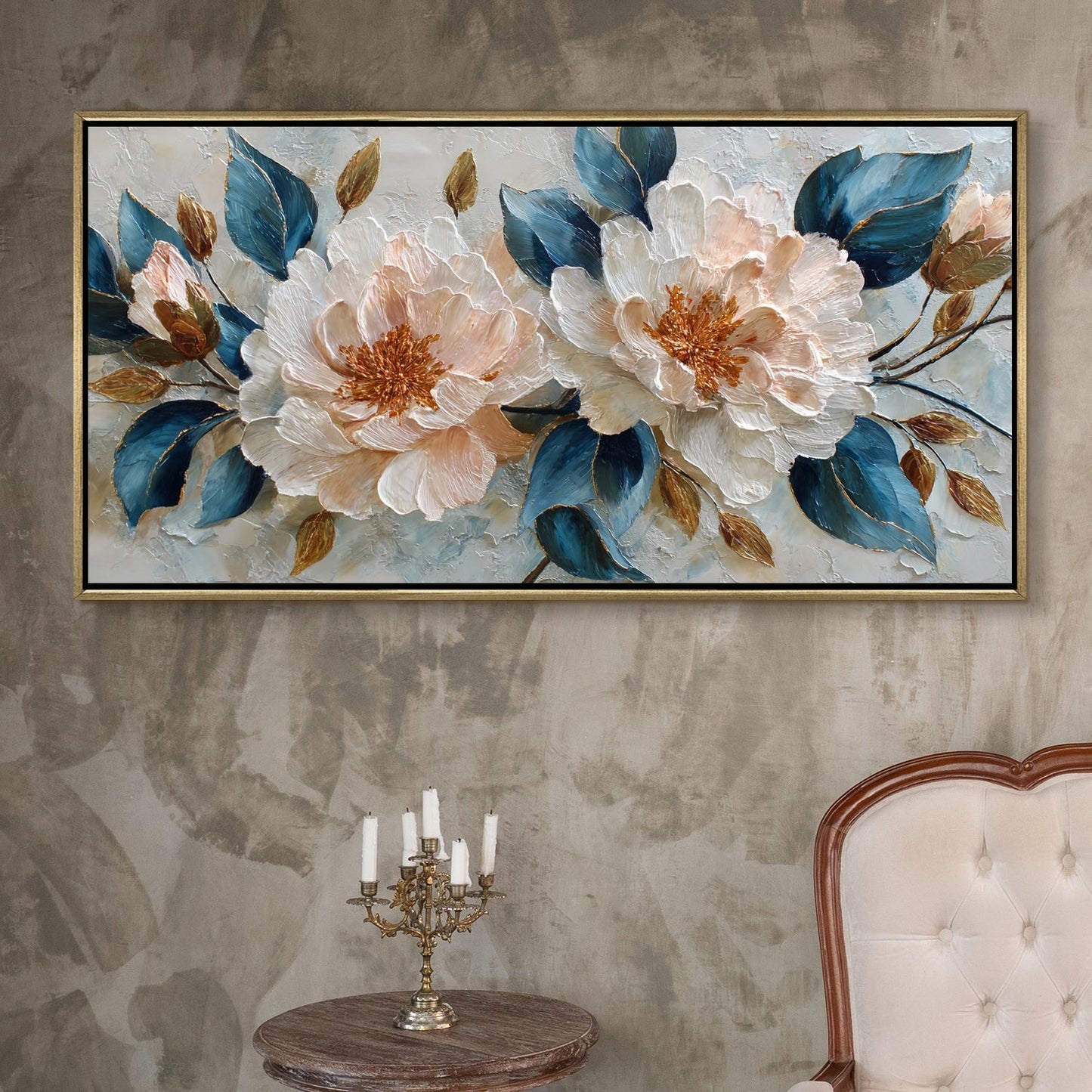 Blush Peony Bloom Luxury Floral Canvas Wall Art for Elegant Decor