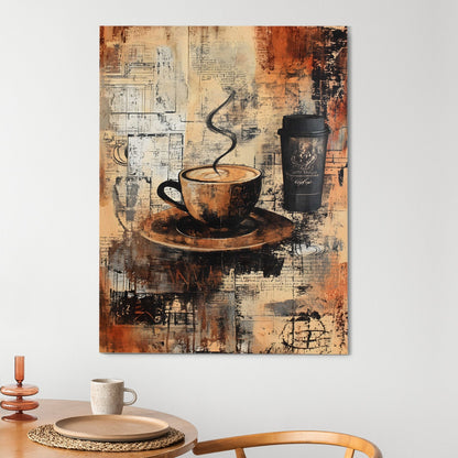 Vintage Café Vibes Canvas Wall Art for Kitchen & Coffee Décor