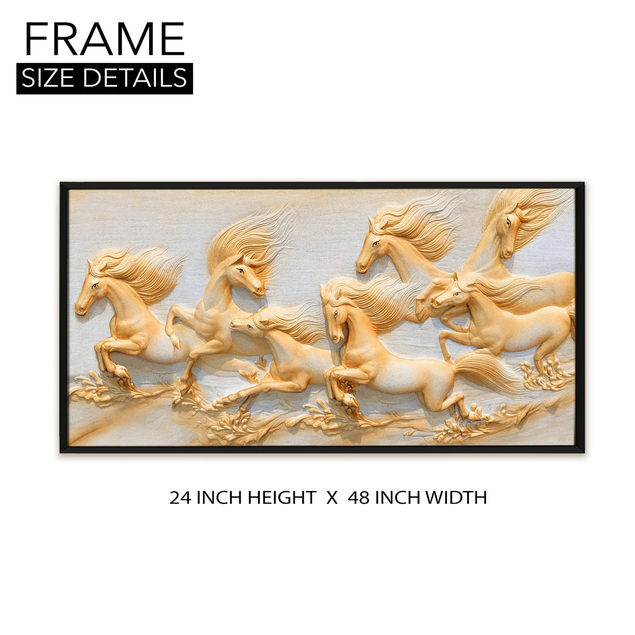 7 Running Horses Vastu Canvas Paintings Framed For Living Room Wall Decoration