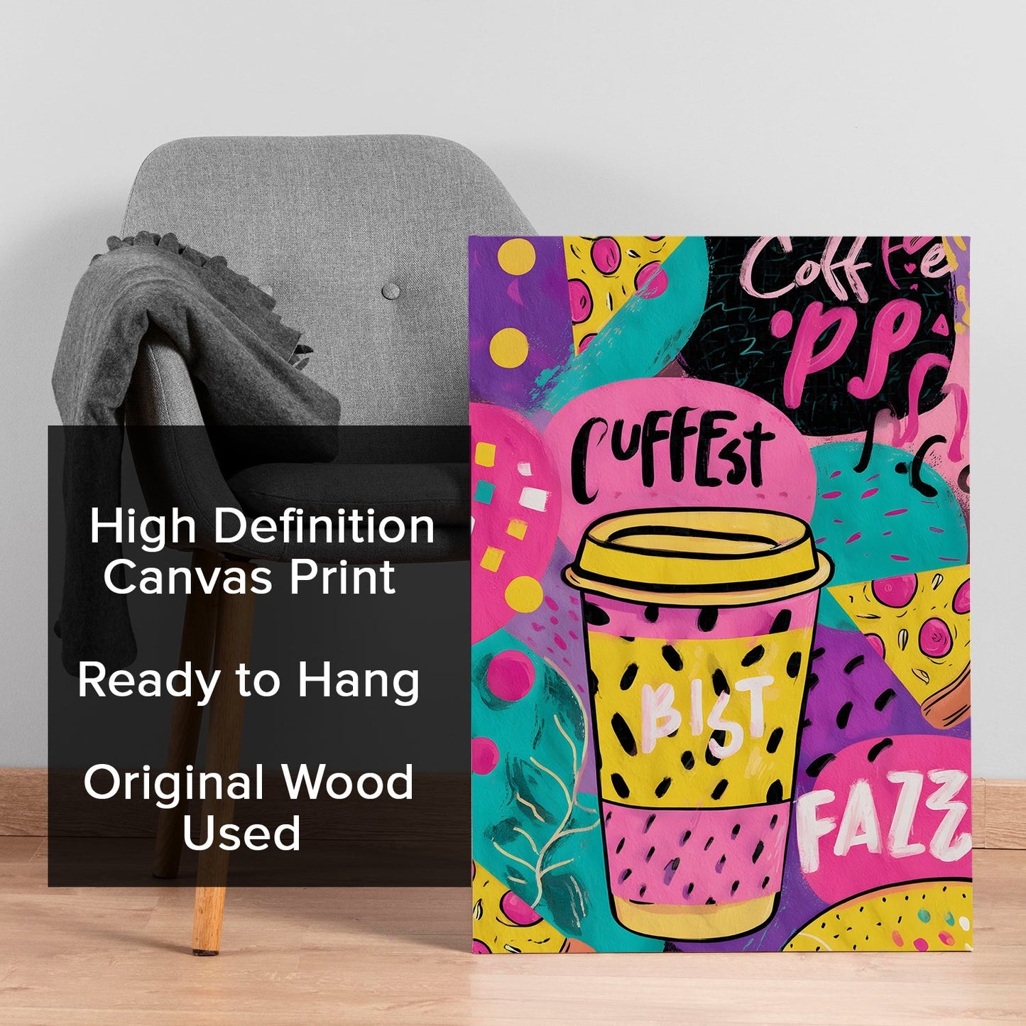 Coffee Cup Pop Art Wall Art – Funky Colorful Café Canvas