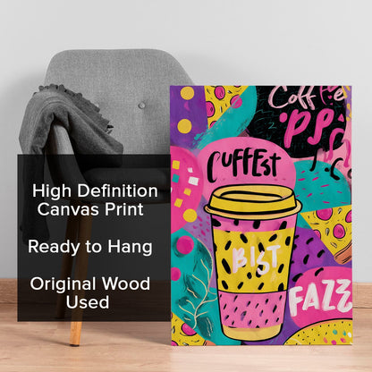 Coffee Cup Pop Art Wall Art – Funky Colorful Café Canvas