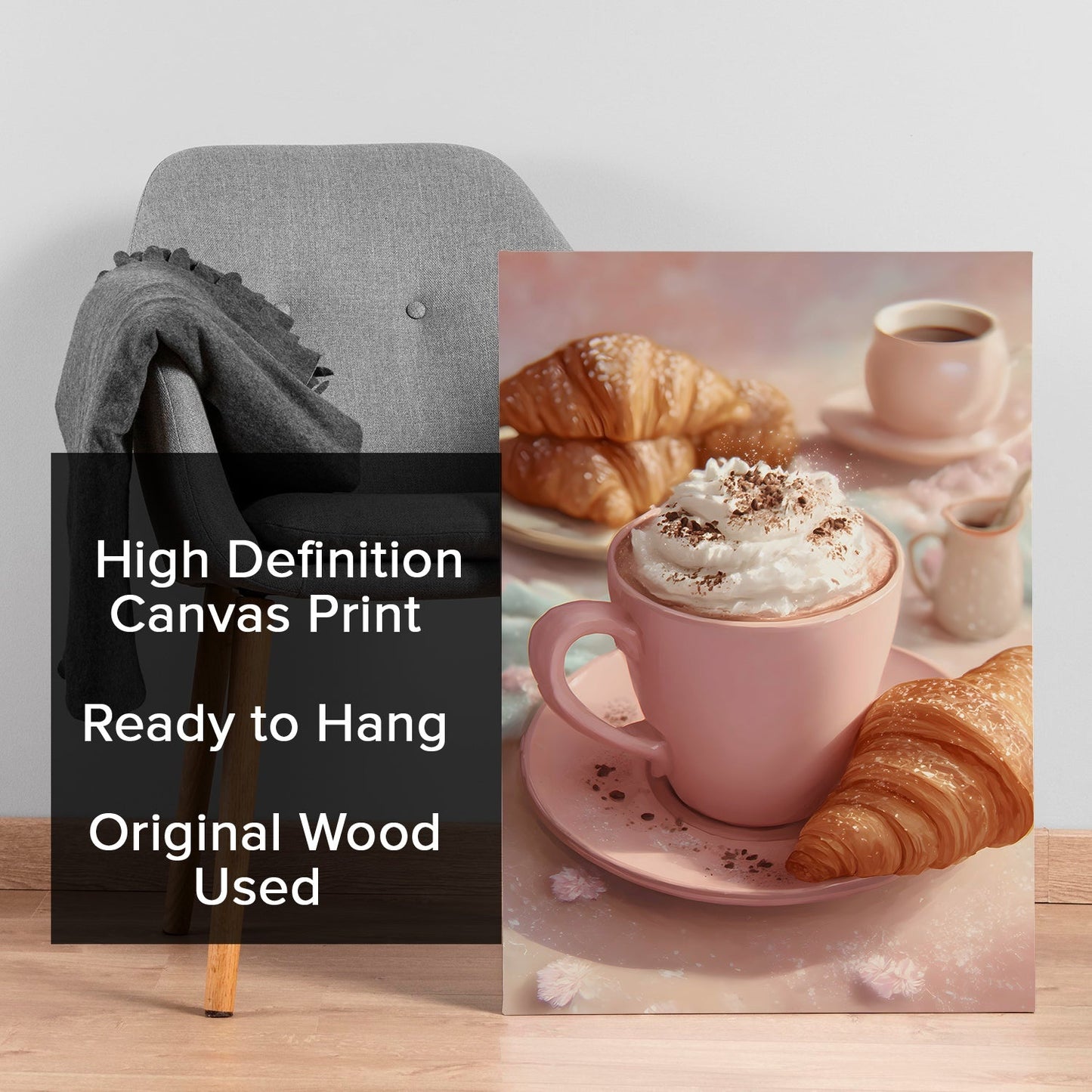 French Breakfast Pink Coffee Wall Art – Chic Kitchen Café Canvas