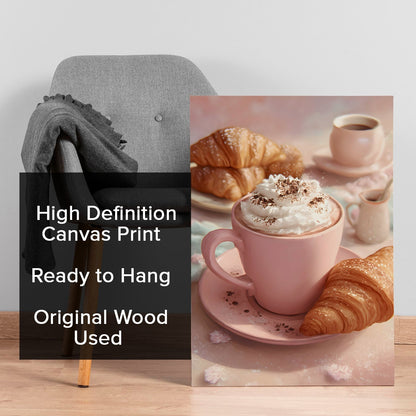 French Breakfast Pink Coffee Wall Art – Chic Kitchen Café Canvas