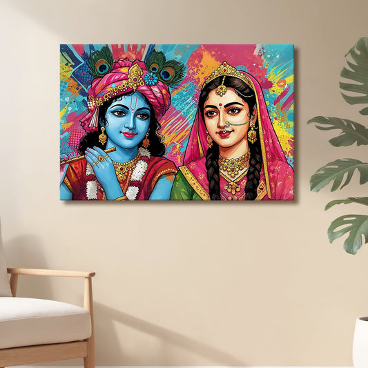 Radha Krishna Divine Serenity Canvas Wall Art for Home Décor