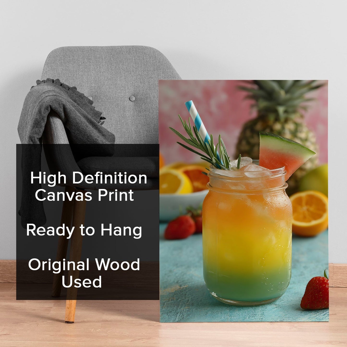 Tropical Fruit Jar Drink Canvas Wall Art for Kitchen Décor