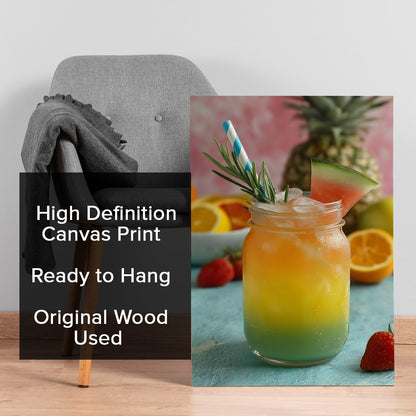 Tropical Fruit Jar Drink Canvas Wall Art for Kitchen Décor