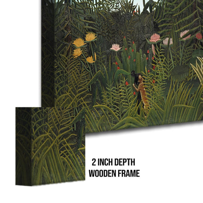Jungle with Setting Sun Henri Rousseau Canvas Wall Art Decor