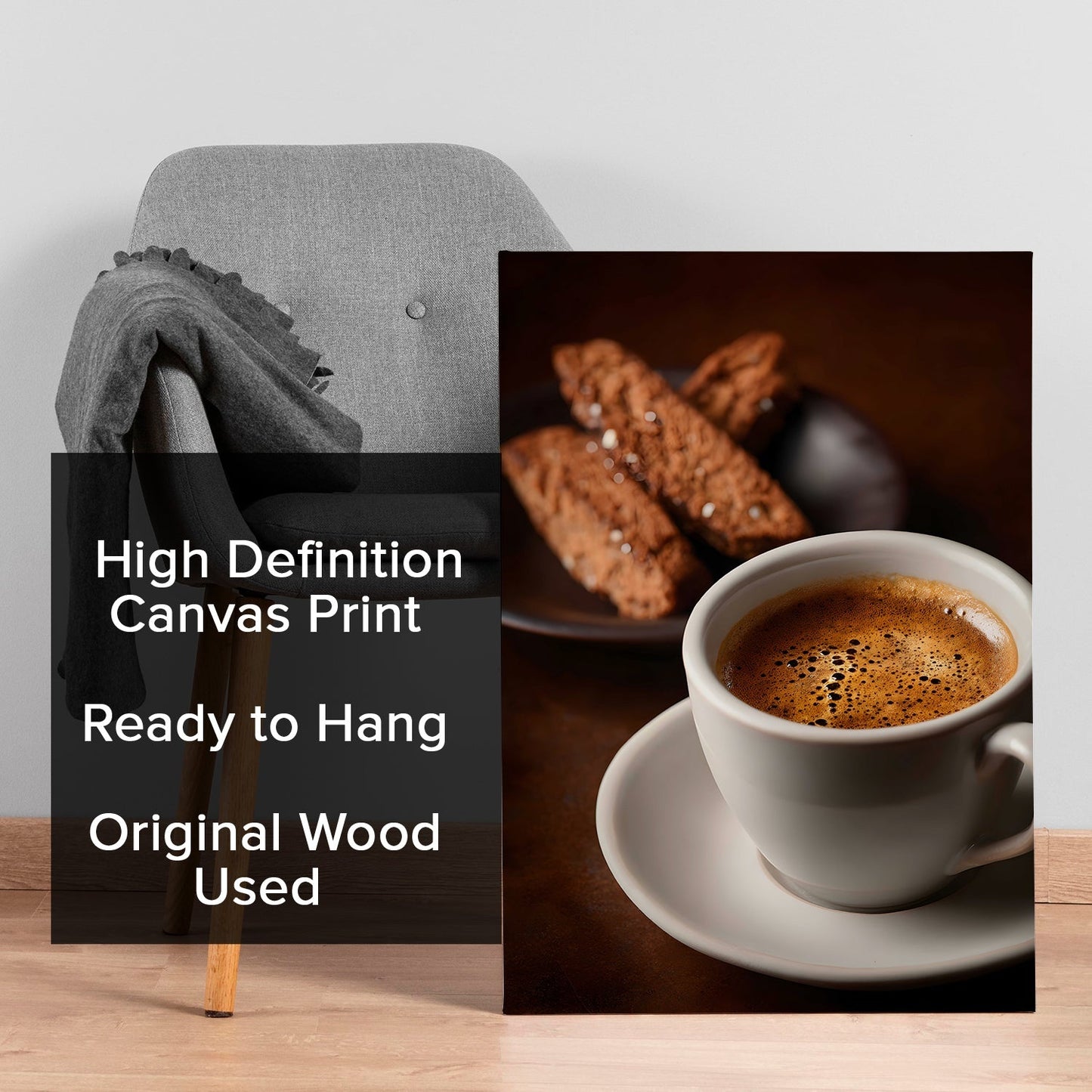 Espresso & Biscotti Wall Art – Rustic Café Kitchen Coffee Canvas