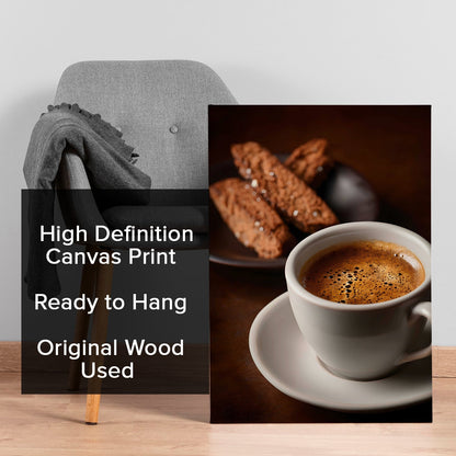 Espresso & Biscotti Wall Art – Rustic Café Kitchen Coffee Canvas