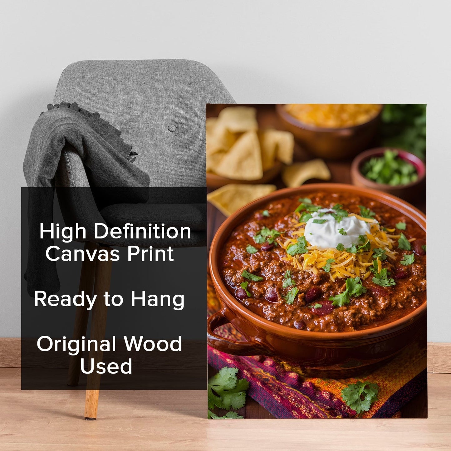 Hearty Chili Con Carne Wall Art – Tex-Mex Kitchen Canvas Decor