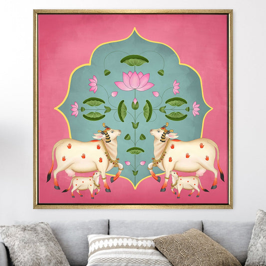 Indian Traditional Pichwai Wall Art Canvas Painting for Home Decor