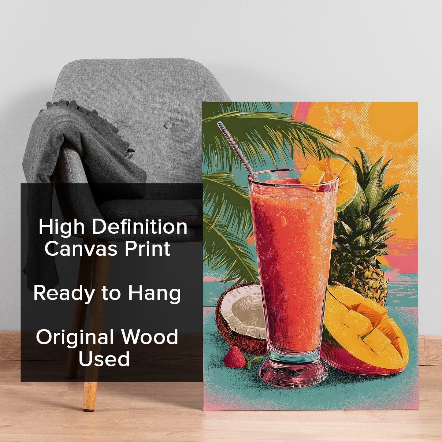 Tropical Fruit Smoothie Wall Art – Colorful Juice Bar Kitchen Canvas