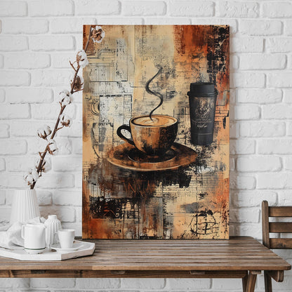 Vintage Café Vibes Canvas Wall Art for Kitchen & Coffee Décor