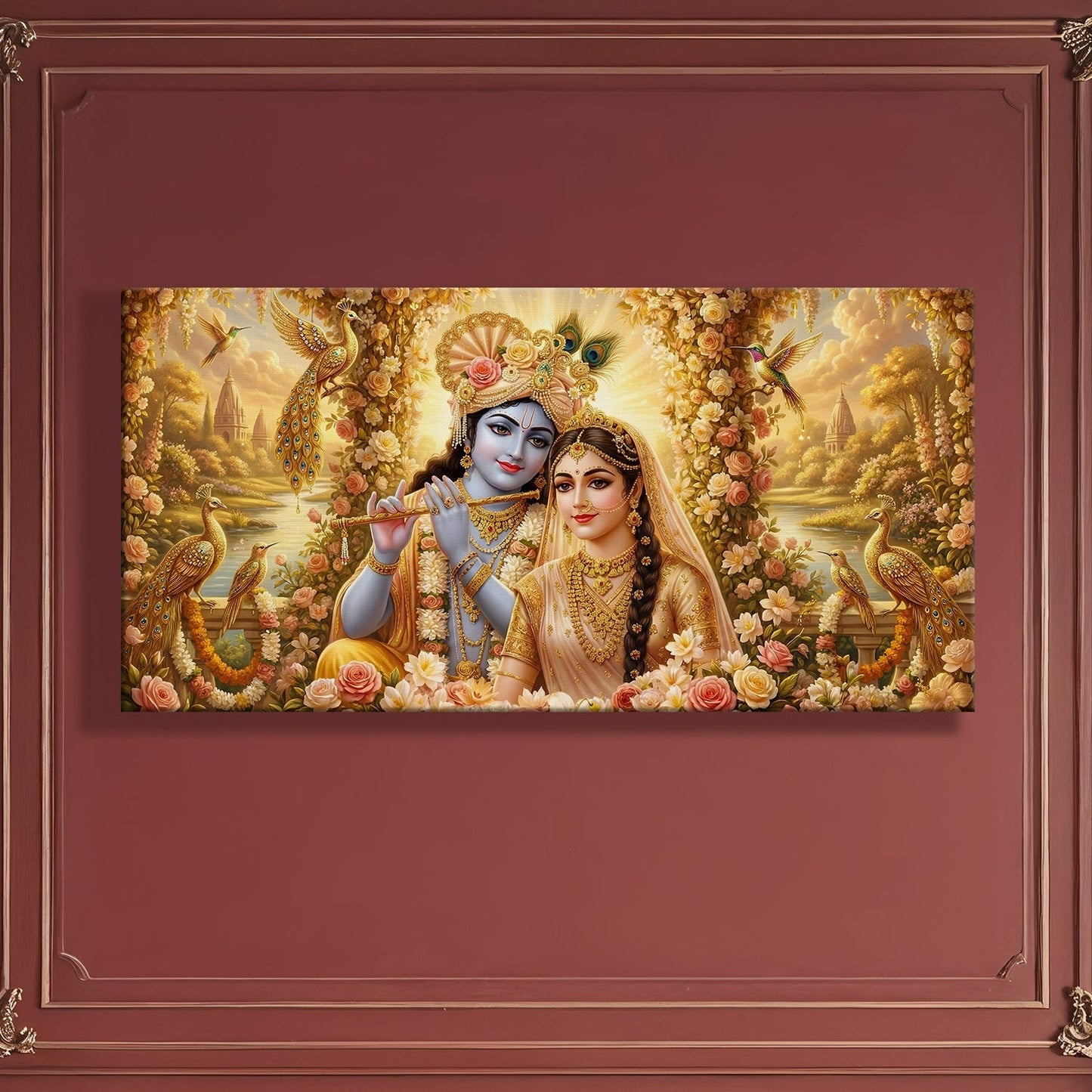 Radha Krishna Divine Harmony Canvas Wall Art Painting for Home