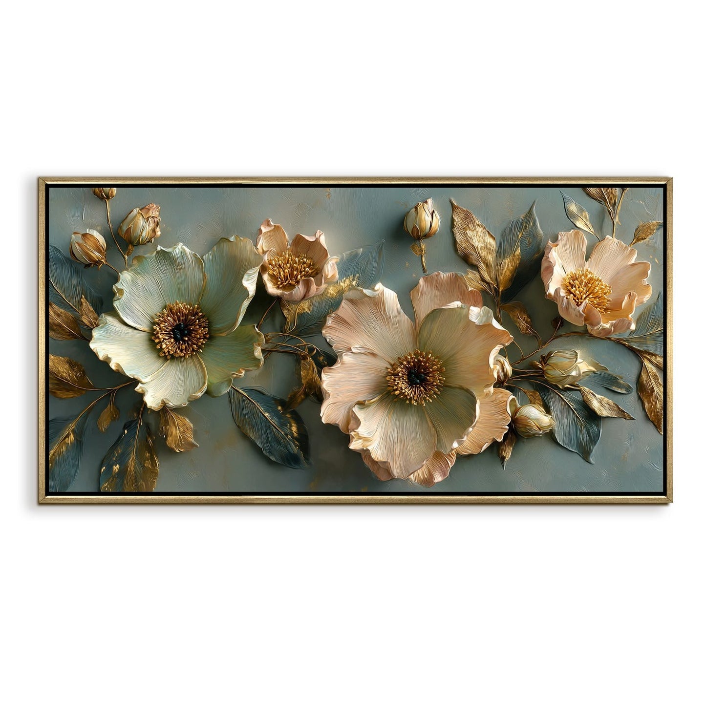 Golden Bloom Floral Luxury Canvas Wall Art for Elegant Home Decor