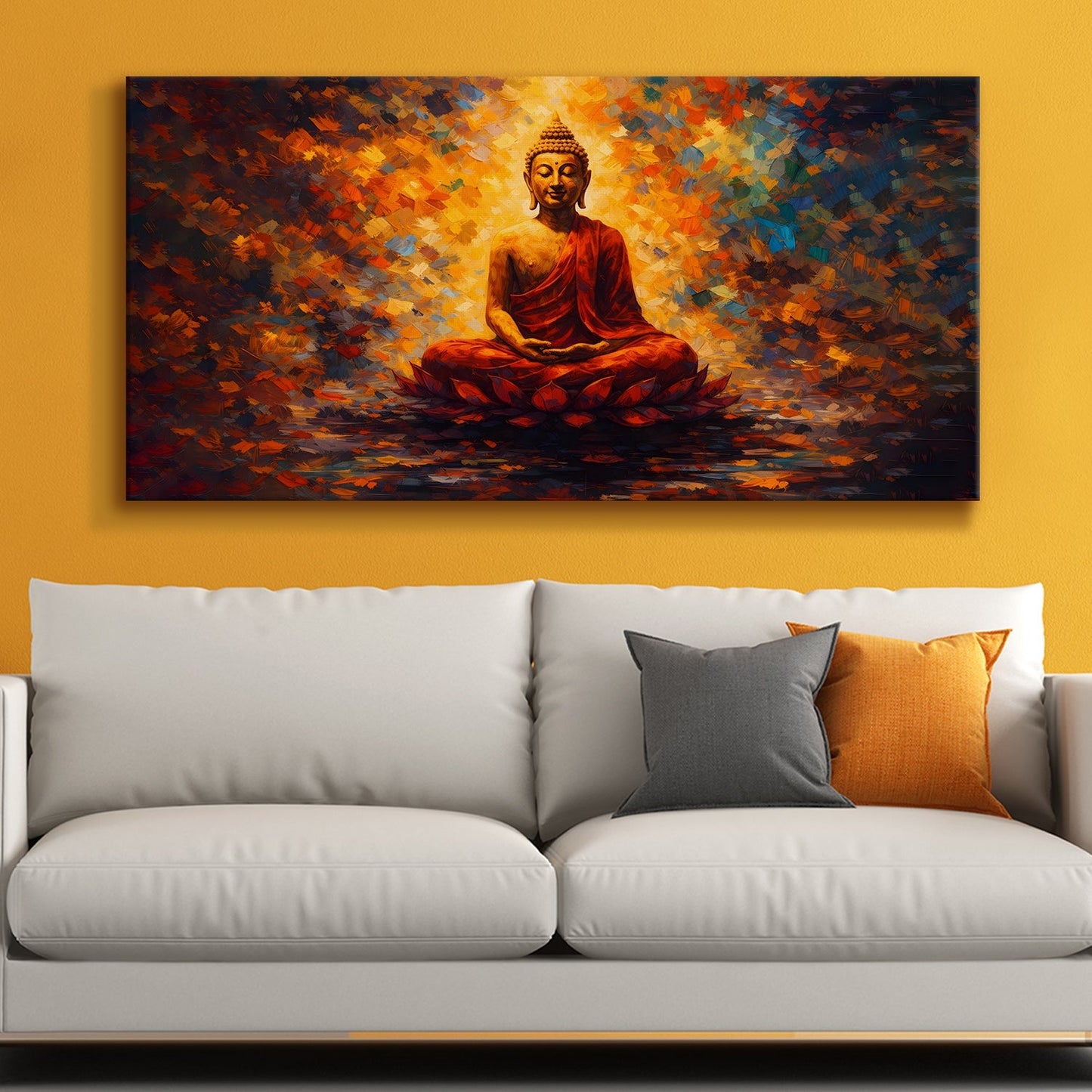 Lord Buddha Canvas Painting for Calm & Spiritual Home Décor