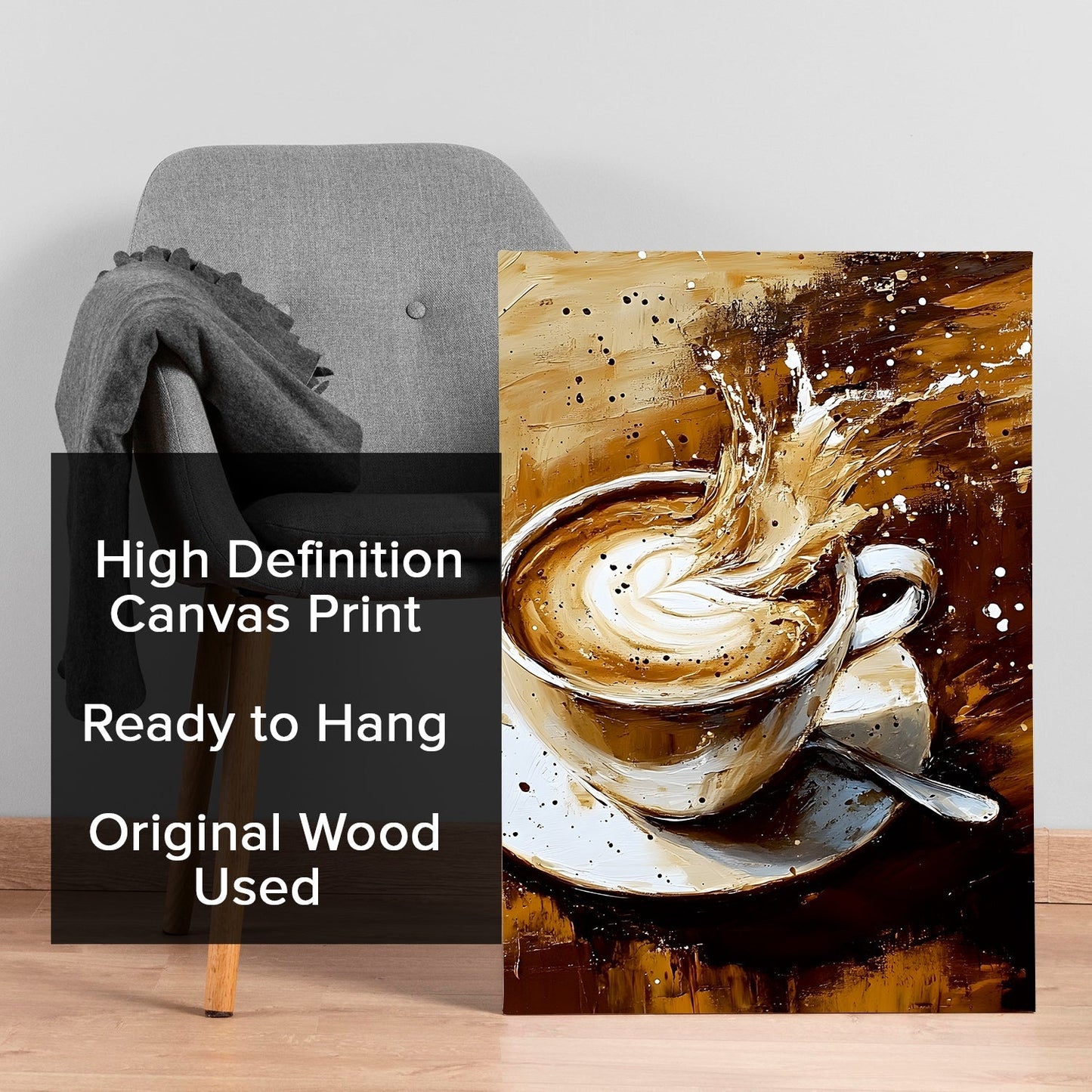 Cappuccino Chaos Canvas Wall Art Painting for Kitchen Décor