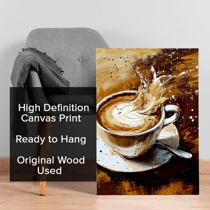 Cappuccino Chaos Canvas Wall Art Painting for Kitchen Décor