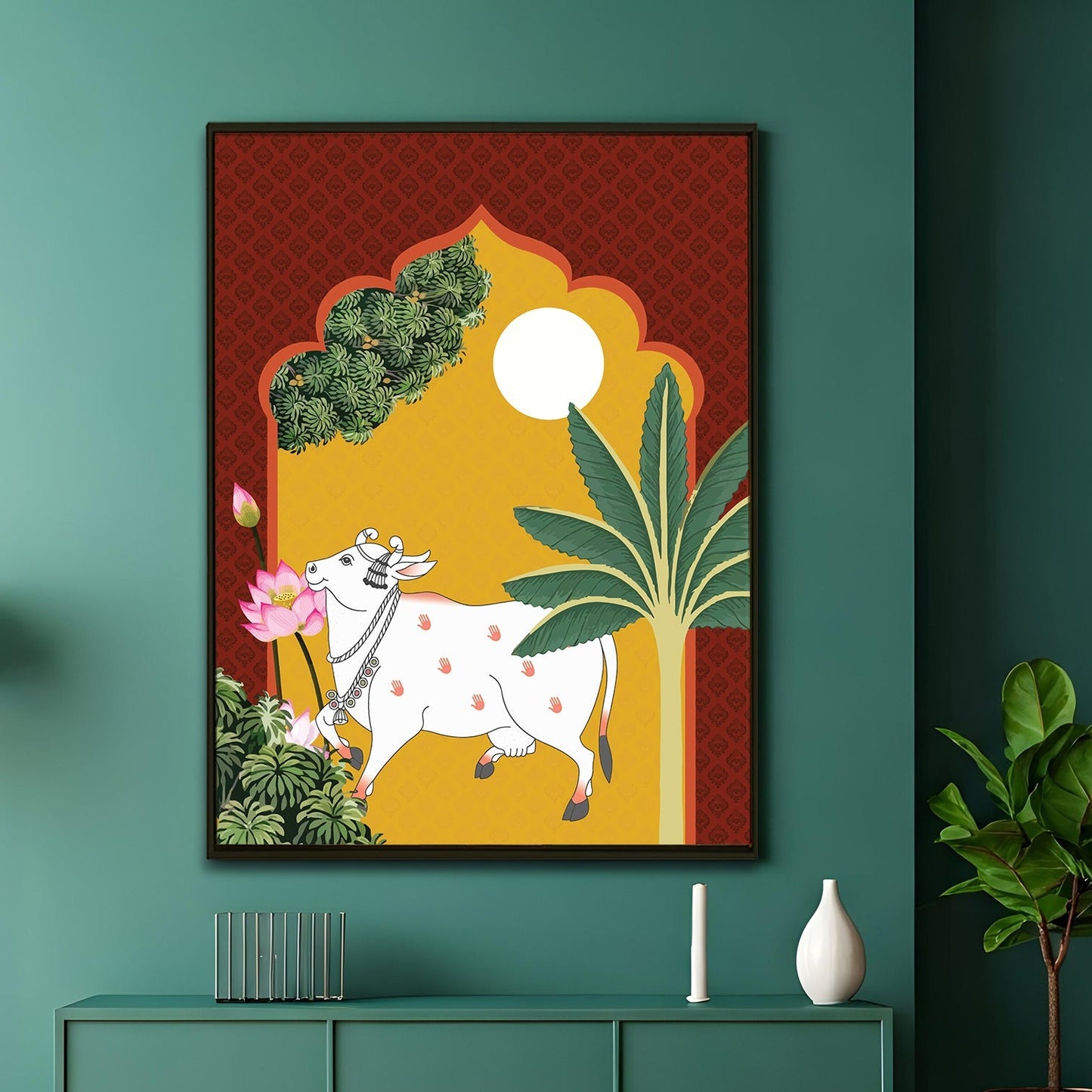 Traditional Pichwai Cow Indian Heritage Canvas Wall Art Decor