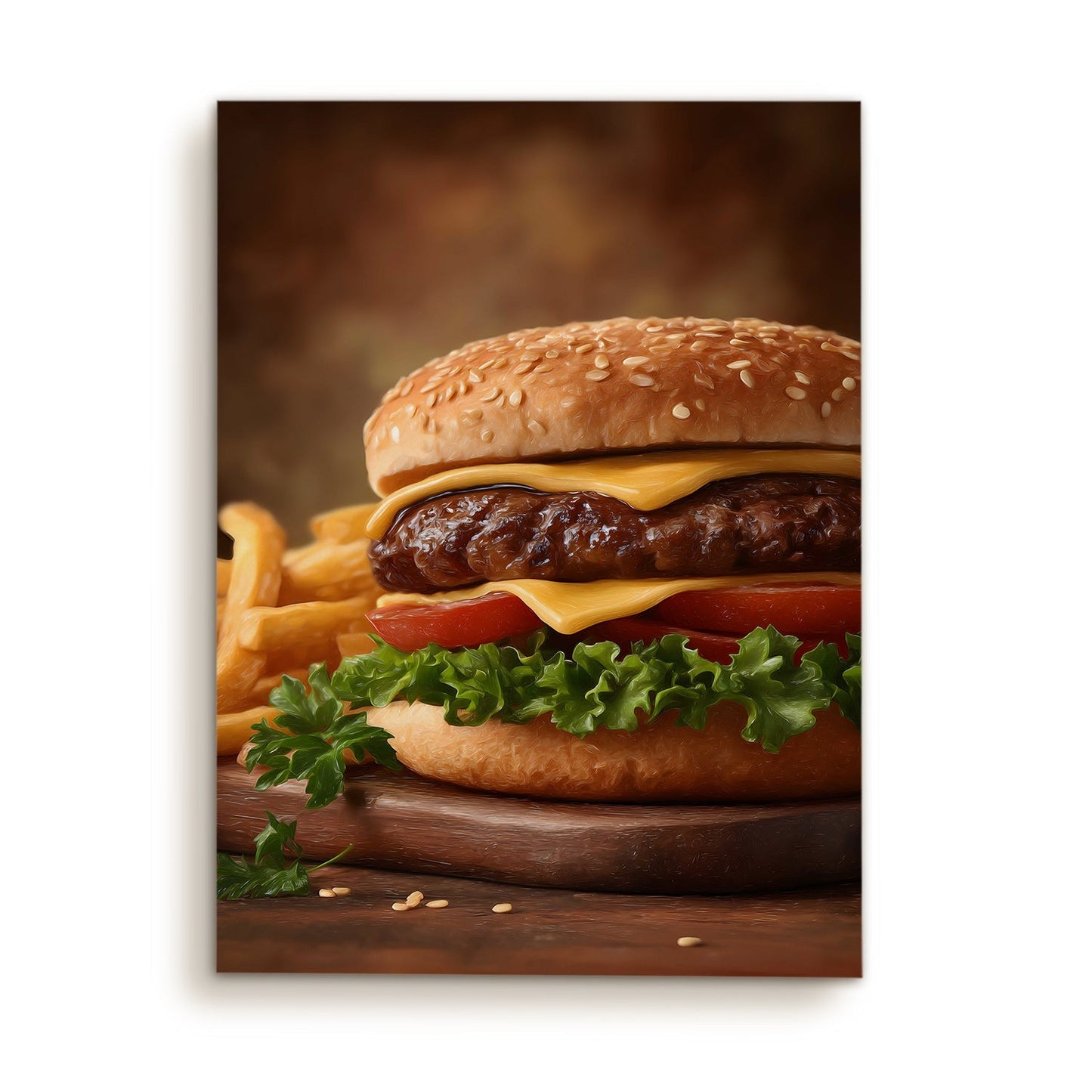 Burger & Fries Wall Art – American Diner Kitchen Canvas Decor