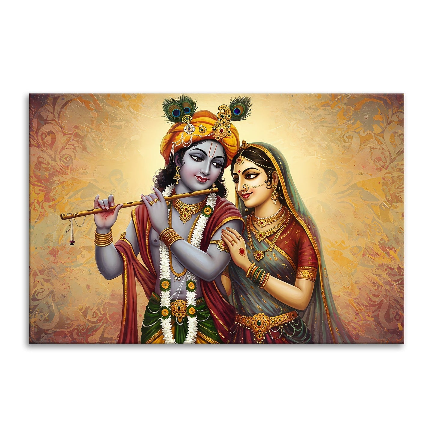 Radha Krishna Blissful Harmony Canvas Wall Art for Home Décor