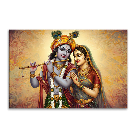 Radha Krishna Blissful Harmony Canvas Wall Art for Home Décor