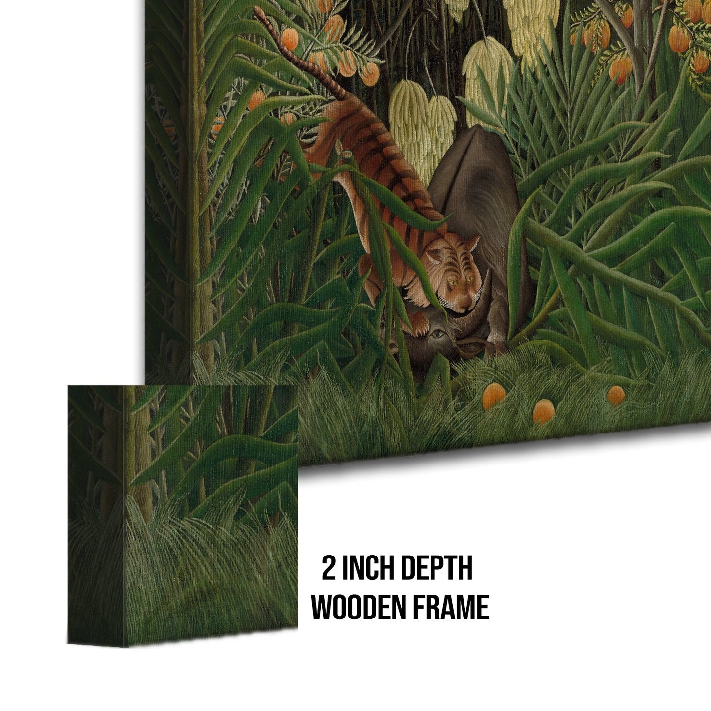 Tiger vs Buffalo Fight Canvas Wall Art Wildlife Battle Painting