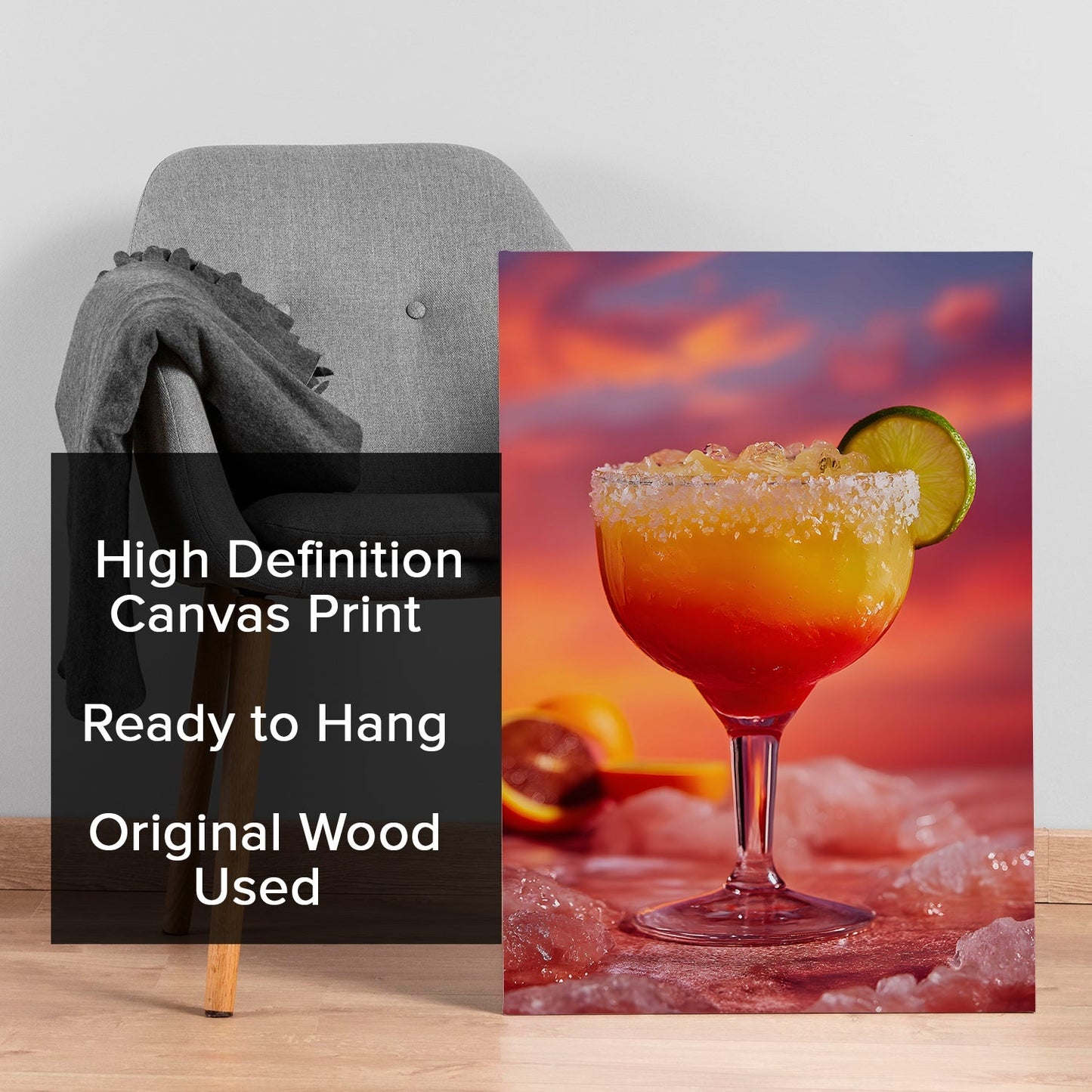 Sunset Margarita Canvas Wall Art for Kitchen & Bar Décor