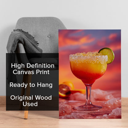 Sunset Margarita Canvas Wall Art for Kitchen & Bar Décor