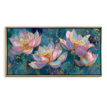 Blush Lotus Elegance Luxury Floral Canvas Wall Art for Home Decor