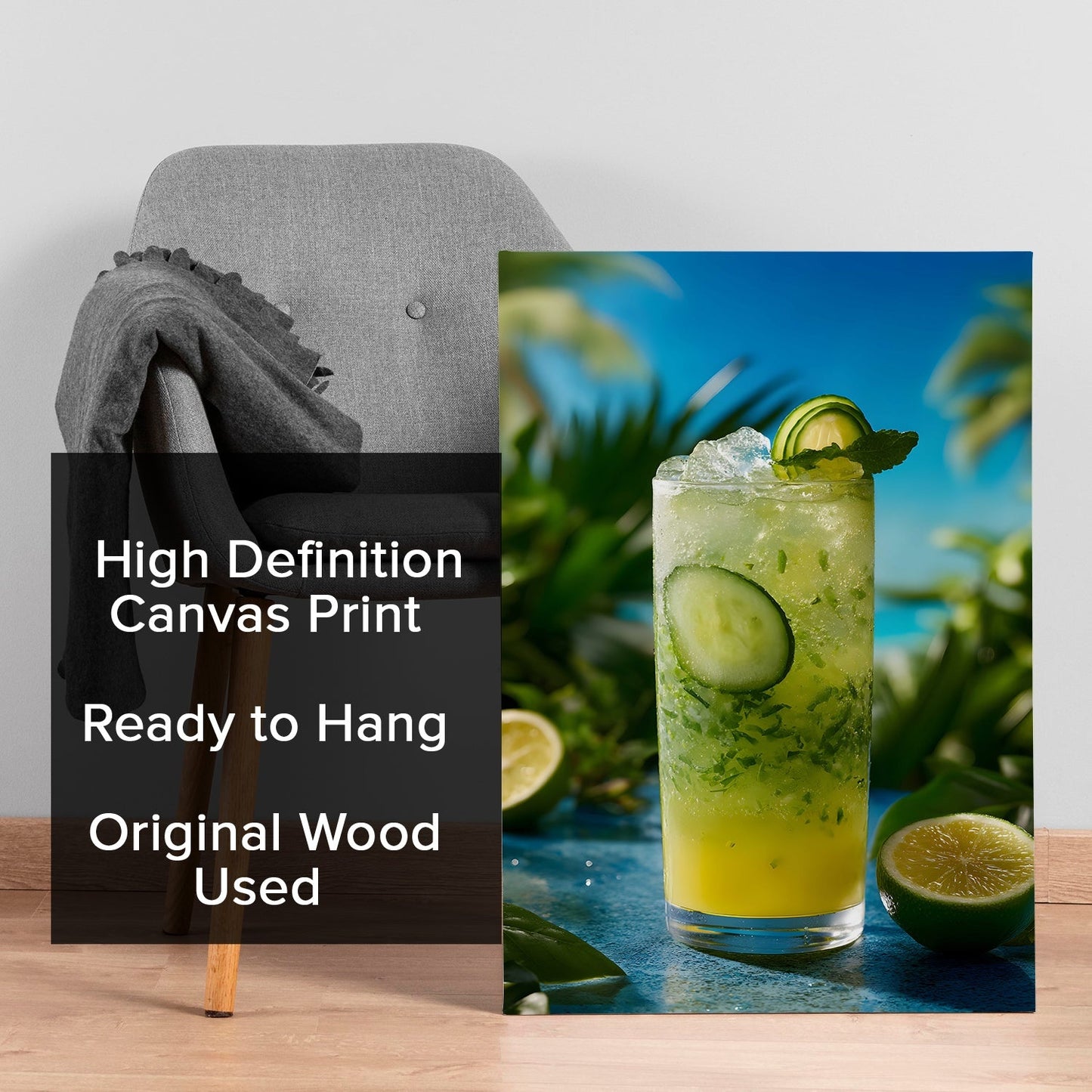 Tropical Lime & Cucumber Drink Canvas Wall Art for Kitchen