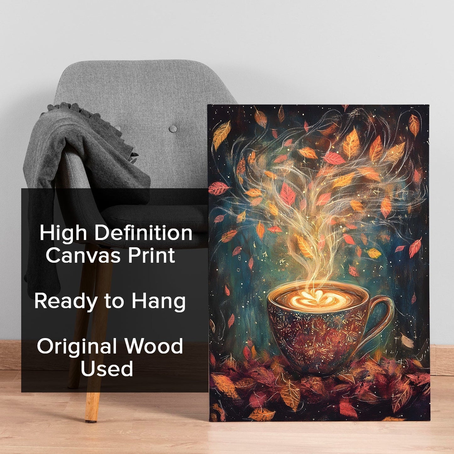 Autumn’s Coffee Magic Canvas Wall Art for Kitchen & Café Décor