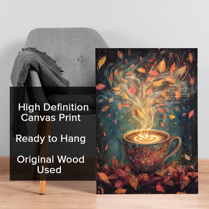 Autumn’s Coffee Magic Canvas Wall Art for Kitchen & Café Décor