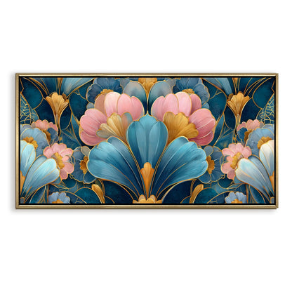 Royal Teal & Blush Floral Luxury Canvas Wall Art for Elegant Decor