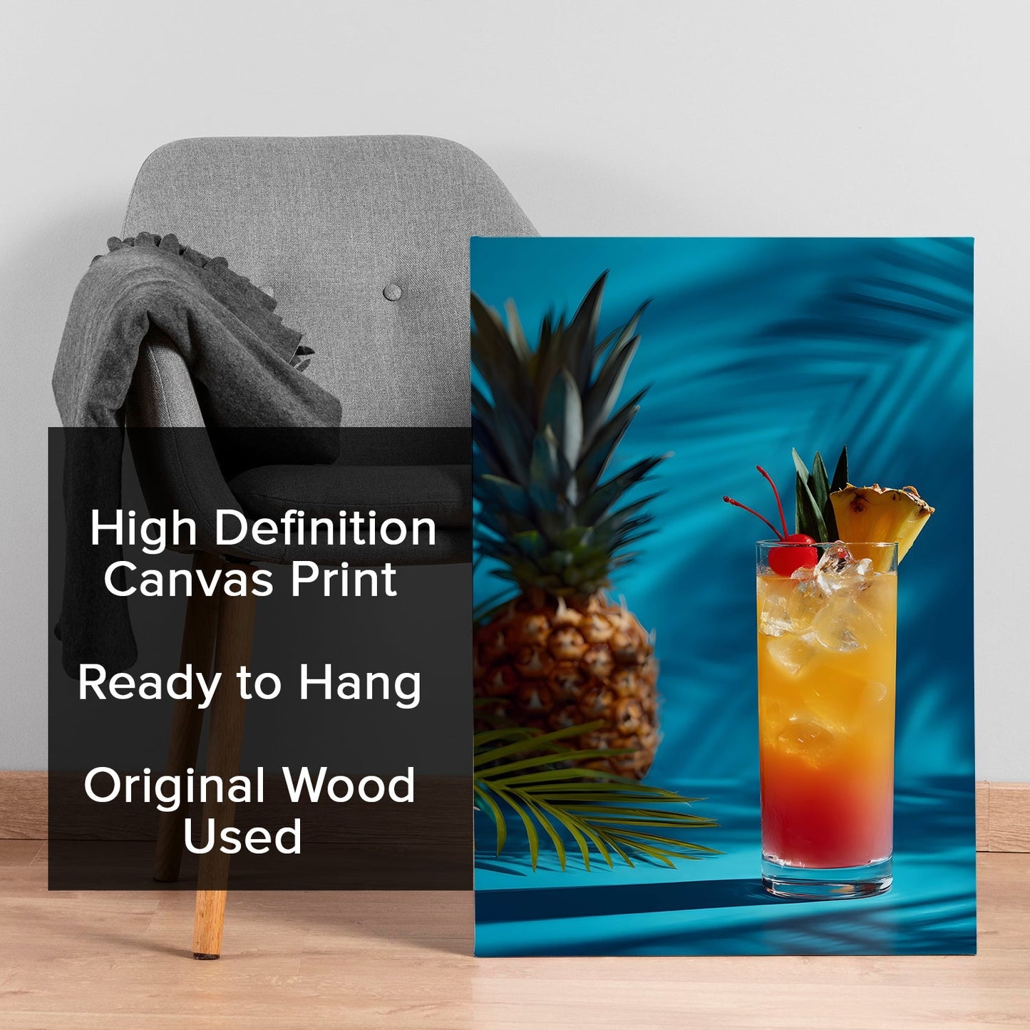 Pineapple Sunrise Cocktail Canvas Wall Art for Kitchen & Bar
