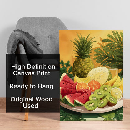 Tropical Fruit Platter Wall Art – Vibrant Kitchen Juice Bar Canvas