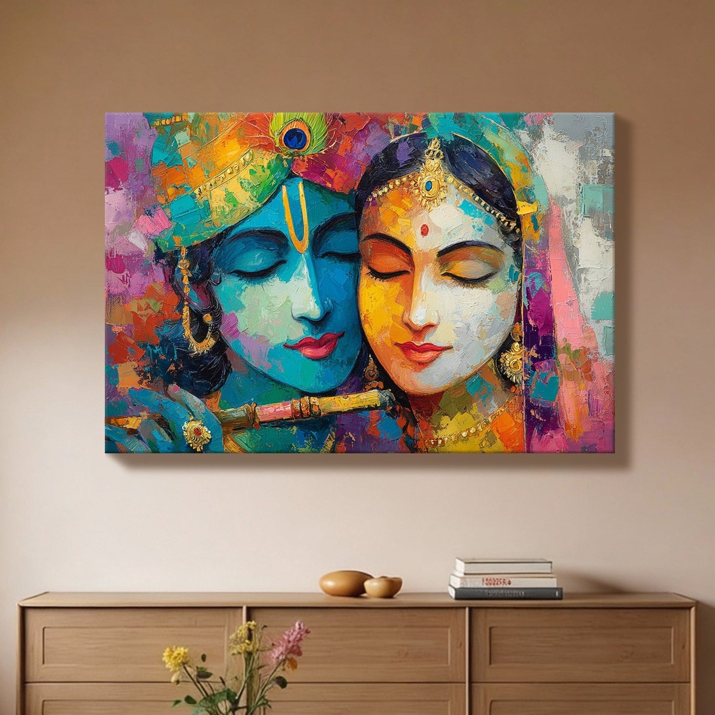 Radha Krishna Sacred Harmony Canvas Wall Art for Home Décor