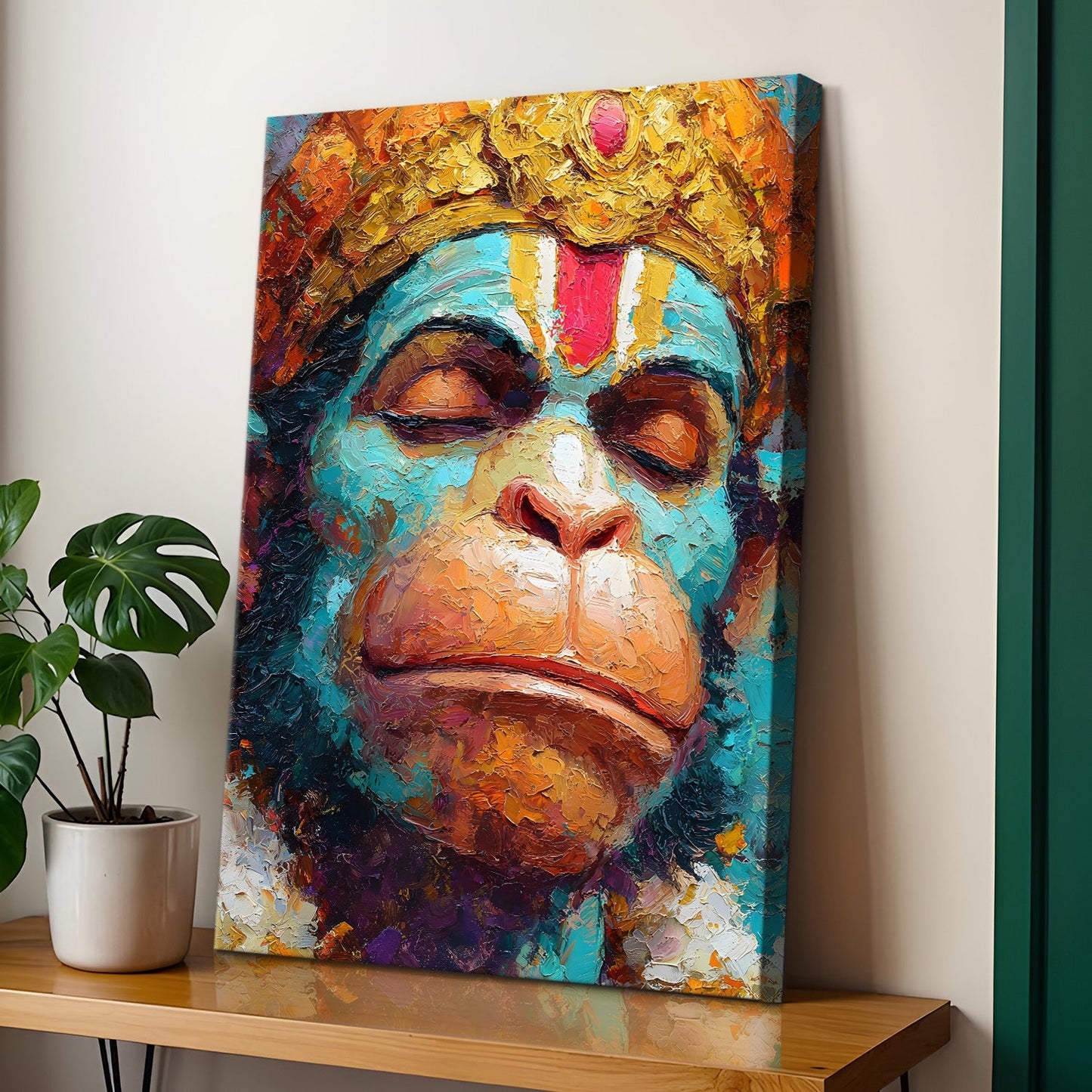 Lord Hanuman Devotional Canvas Wall Art Painting for Home Décor