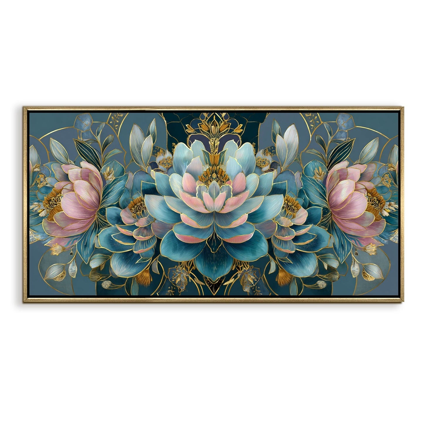 Floral Elegance in Teal, Blush & Gold Luxury Floral Canvas Wall Art (Copy)
