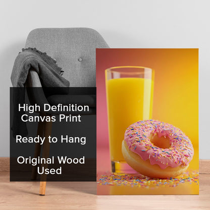 Donut & Orange Juice Wall Art – Fun Café Kitchen Canvas Decor
