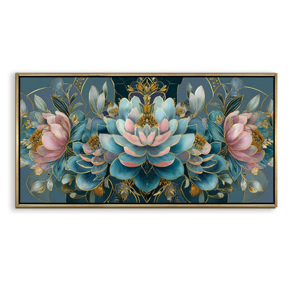 Floral Elegance in Teal, Blush & Gold Luxury Floral Canvas Wall Art