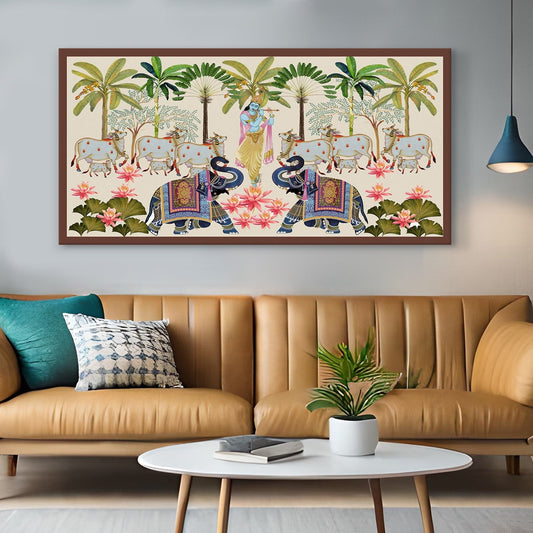Traditional Indian Pichwai Canvas Wall Art Painting for Home Decor