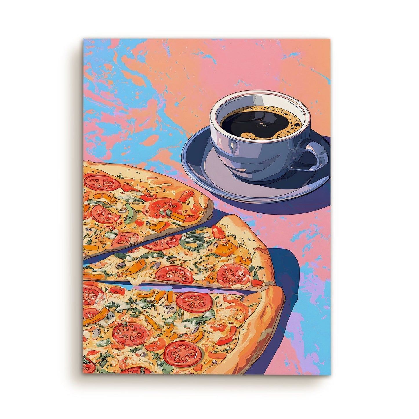 Pop Art Pizza & Coffee Wall Art – Modern Kitchen Café Canvas