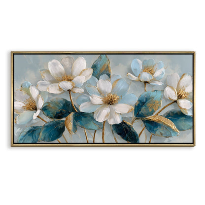 Ivory Bloom Garden Luxury Floral Canvas Wall Art for Elegant Decor