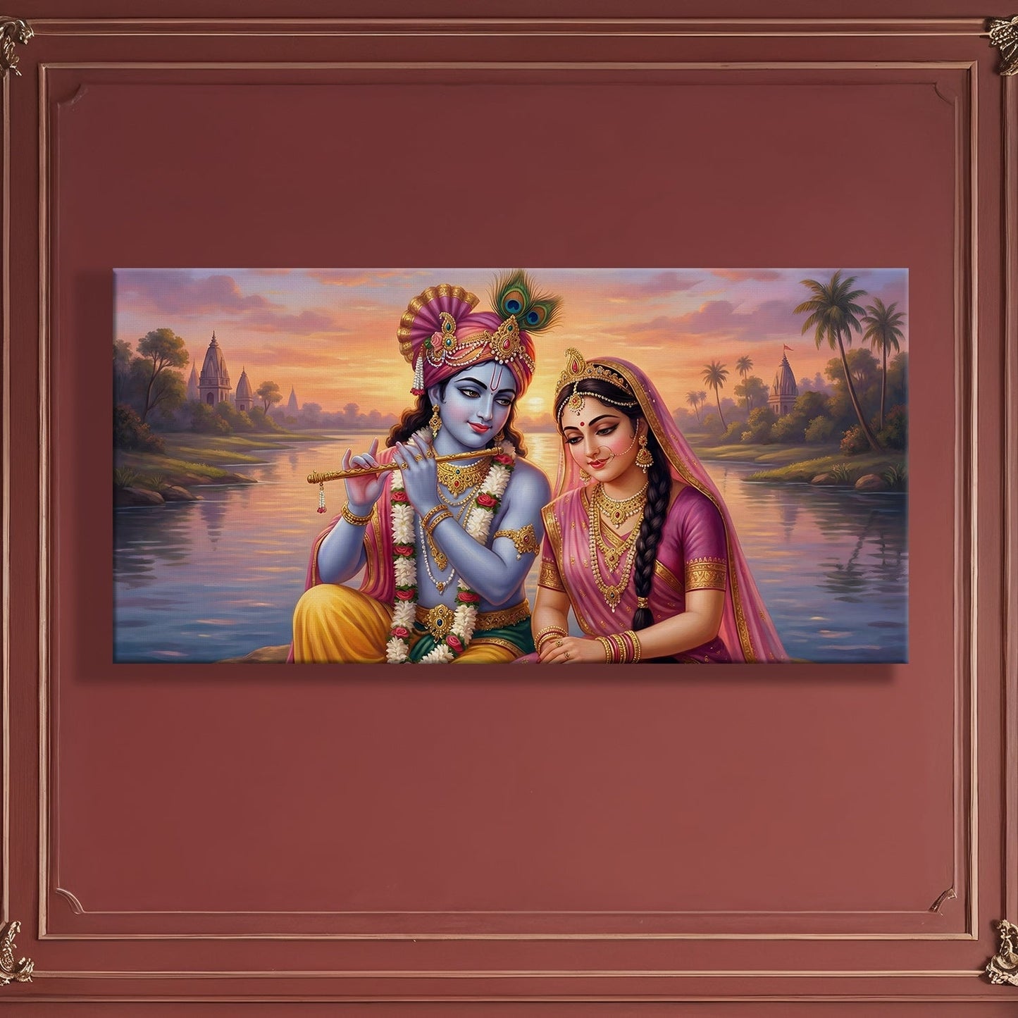 Radha Krishna Divine Harmony Wall Art Canvas for Home Décor