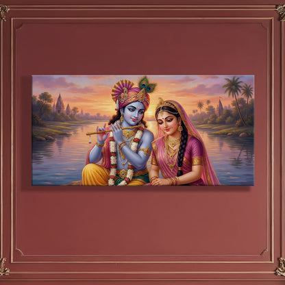 Radha Krishna Divine Harmony Wall Art Canvas for Home Décor